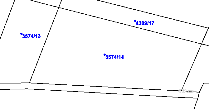 Parcela st. 3574/14 v KÚ Roudnice nad Labem, Katastrální mapa