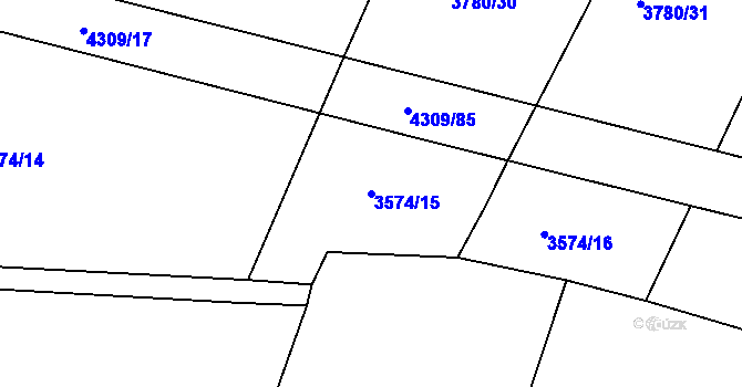 Parcela st. 3574/15 v KÚ Roudnice nad Labem, Katastrální mapa