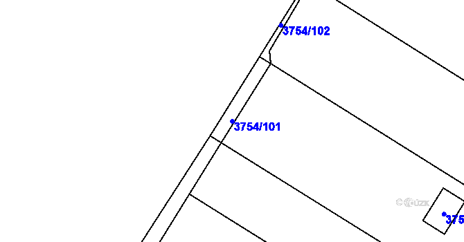 Parcela st. 3754/101 v KÚ Roudnice nad Labem, Katastrální mapa