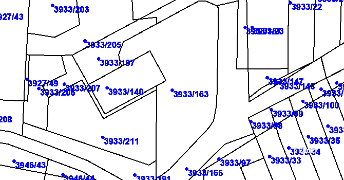 Parcela st. 3933/163 v KÚ Roudnice nad Labem, Katastrální mapa