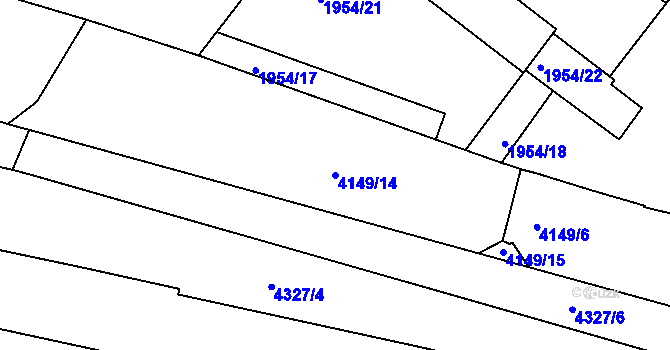 Parcela st. 4149/14 v KÚ Roudnice nad Labem, Katastrální mapa