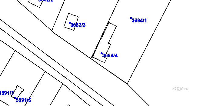 Parcela st. 3664/4 v KÚ Roudnice nad Labem, Katastrální mapa
