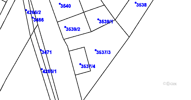 Parcela st. 3537/3 v KÚ Roudnice nad Labem, Katastrální mapa