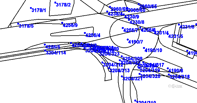 Parcela st. 3204/323 v KÚ Roudnice nad Labem, Katastrální mapa