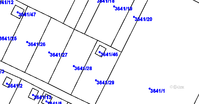 Parcela st. 3641/46 v KÚ Roudnice nad Labem, Katastrální mapa