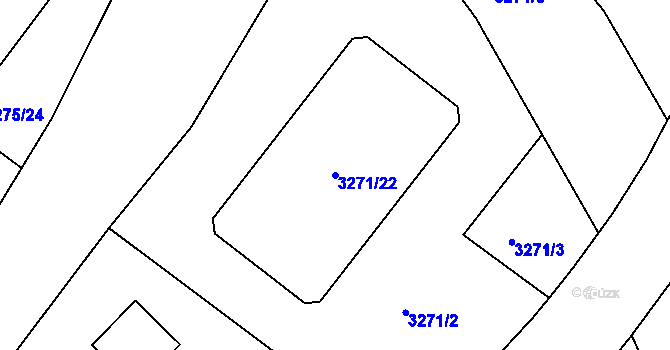 Parcela st. 3271/22 v KÚ Roudnice nad Labem, Katastrální mapa