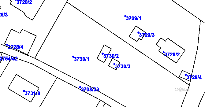Parcela st. 3730/2 v KÚ Roudnice nad Labem, Katastrální mapa
