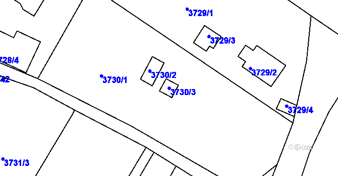 Parcela st. 3730/3 v KÚ Roudnice nad Labem, Katastrální mapa