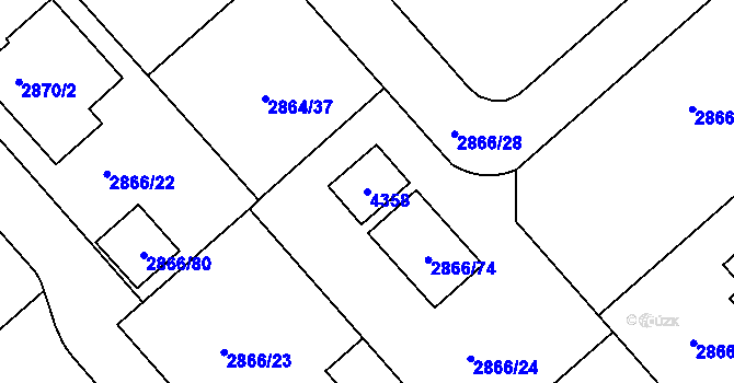 Parcela st. 4358 v KÚ Roudnice nad Labem, Katastrální mapa
