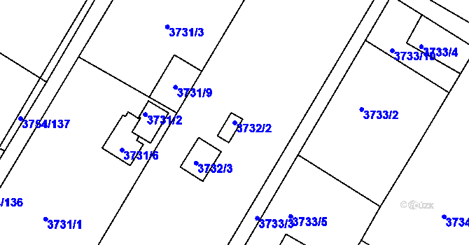 Parcela st. 3732/2 v KÚ Roudnice nad Labem, Katastrální mapa