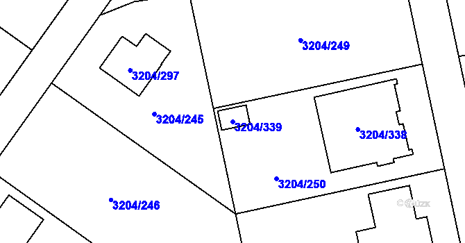 Parcela st. 3204/339 v KÚ Roudnice nad Labem, Katastrální mapa