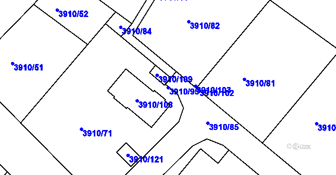 Parcela st. 3910/95 v KÚ Roudnice nad Labem, Katastrální mapa
