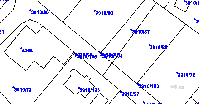 Parcela st. 3910/101 v KÚ Roudnice nad Labem, Katastrální mapa