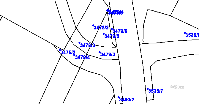 Parcela st. 3479/3 v KÚ Roudnice nad Labem, Katastrální mapa
