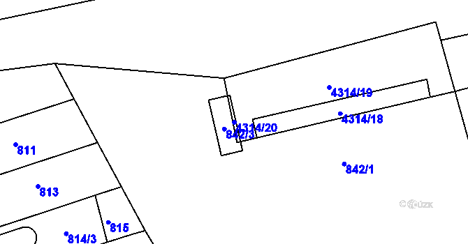 Parcela st. 4314/20 v KÚ Roudnice nad Labem, Katastrální mapa