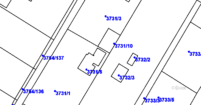 Parcela st. 3731/7 v KÚ Roudnice nad Labem, Katastrální mapa