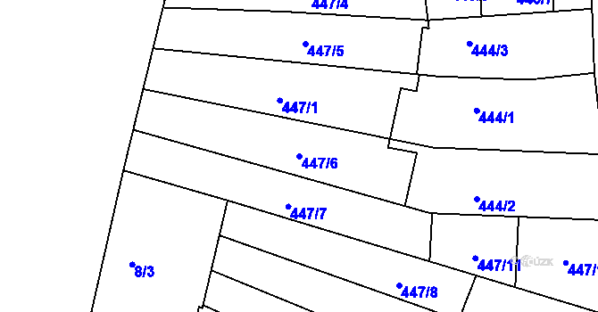 Parcela st. 447/6 v KÚ Roudnice nad Labem, Katastrální mapa