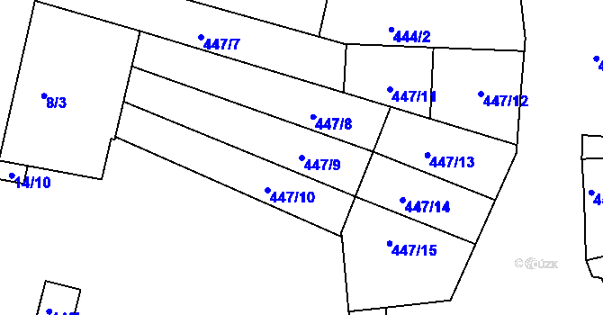 Parcela st. 447/9 v KÚ Roudnice nad Labem, Katastrální mapa