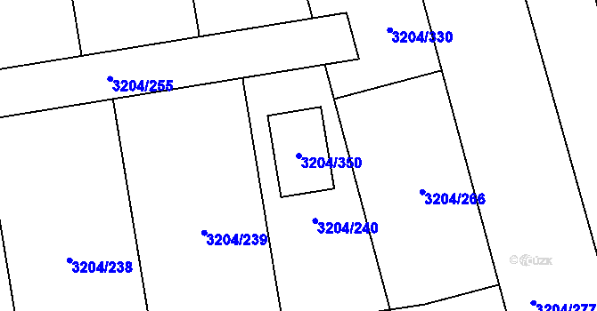 Parcela st. 3204/350 v KÚ Roudnice nad Labem, Katastrální mapa