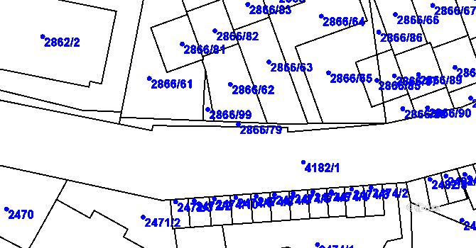 Parcela st. 2866/79 v KÚ Roudnice nad Labem, Katastrální mapa