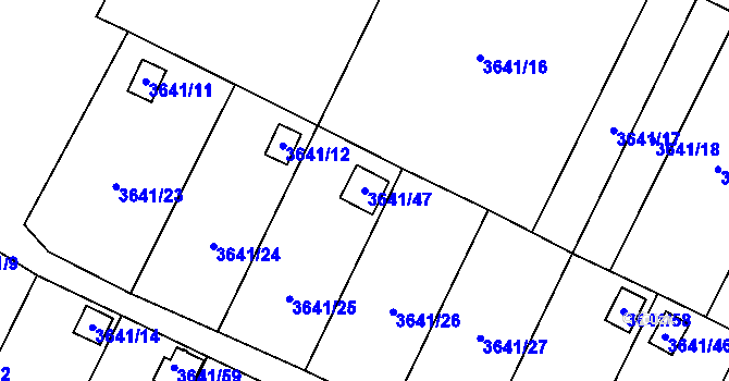 Parcela st. 3641/47 v KÚ Roudnice nad Labem, Katastrální mapa