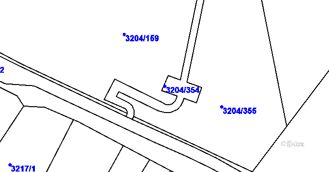Parcela st. 3204/354 v KÚ Roudnice nad Labem, Katastrální mapa