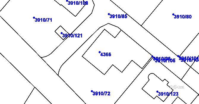 Parcela st. 4366 v KÚ Roudnice nad Labem, Katastrální mapa