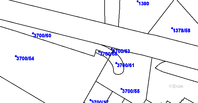 Parcela st. 3700/68 v KÚ Roudnice nad Labem, Katastrální mapa
