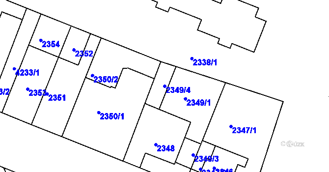 Parcela st. 2349/4 v KÚ Roudnice nad Labem, Katastrální mapa
