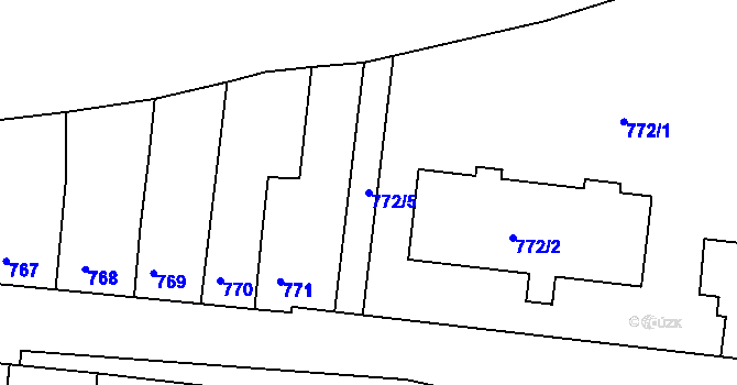 Parcela st. 772/5 v KÚ Roudnice nad Labem, Katastrální mapa