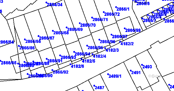 Parcela st. 2866/95 v KÚ Roudnice nad Labem, Katastrální mapa