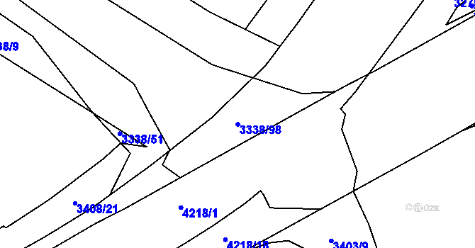 Parcela st. 3338/98 v KÚ Roudnice nad Labem, Katastrální mapa