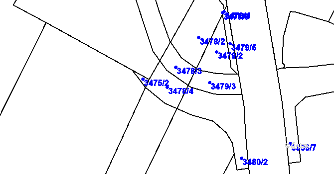 Parcela st. 3478/4 v KÚ Roudnice nad Labem, Katastrální mapa