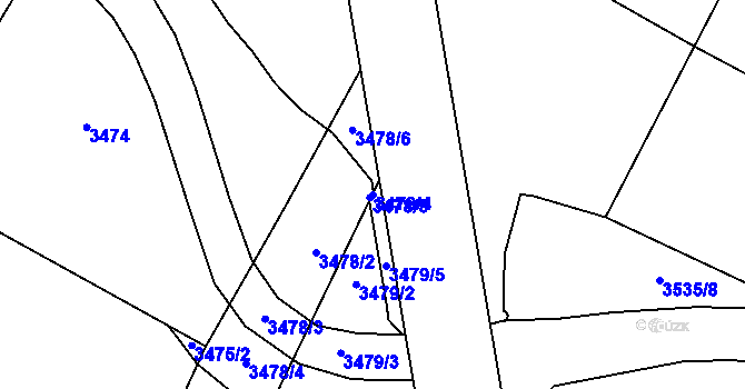 Parcela st. 3479/4 v KÚ Roudnice nad Labem, Katastrální mapa