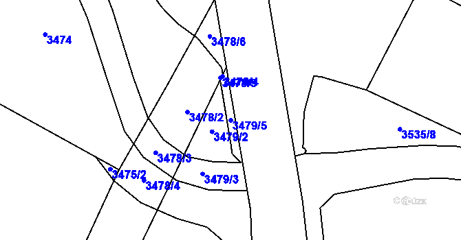 Parcela st. 3479/5 v KÚ Roudnice nad Labem, Katastrální mapa