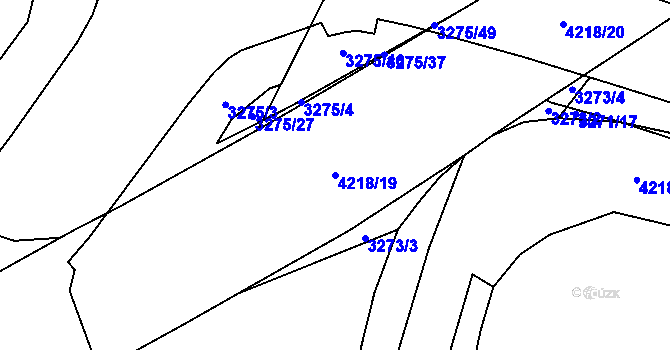 Parcela st. 4218/19 v KÚ Roudnice nad Labem, Katastrální mapa