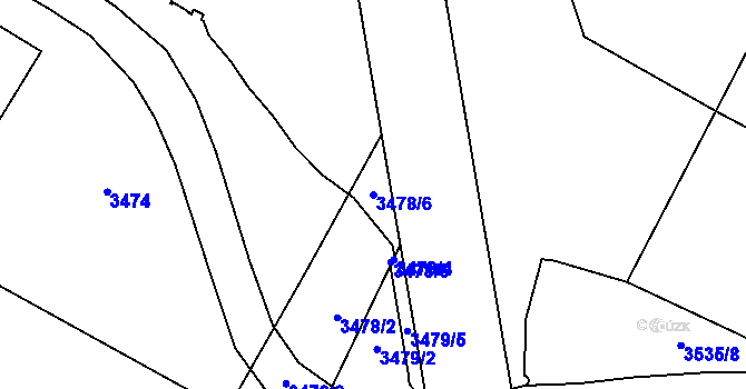 Parcela st. 3478/6 v KÚ Roudnice nad Labem, Katastrální mapa