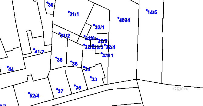 Parcela st. 4381 v KÚ Roudnice nad Labem, Katastrální mapa