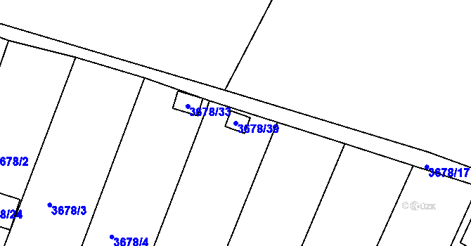 Parcela st. 3678/39 v KÚ Roudnice nad Labem, Katastrální mapa