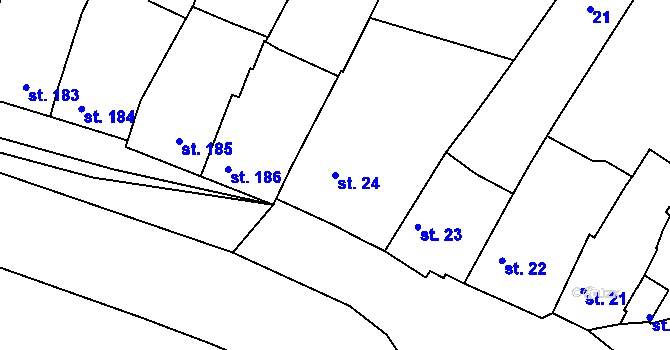Parcela st. 24 v KÚ Podlusky, Katastrální mapa