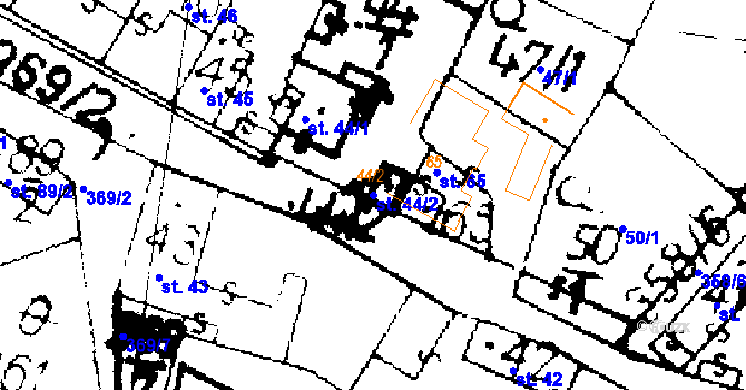 Parcela st. 44/2 v KÚ Podlusky, Katastrální mapa