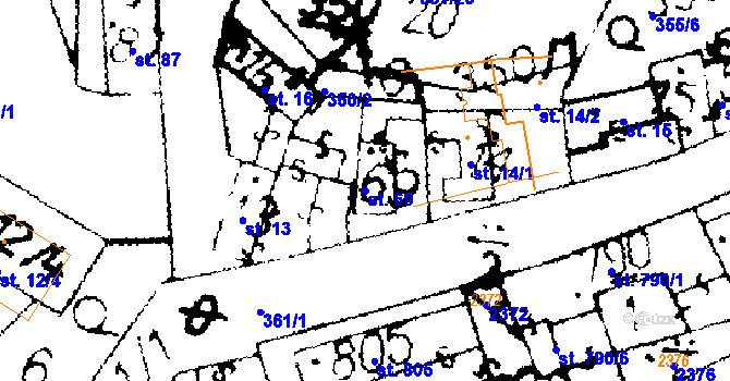 Parcela st. 69 v KÚ Podlusky, Katastrální mapa