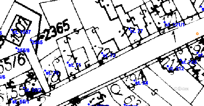Parcela st. 72 v KÚ Podlusky, Katastrální mapa