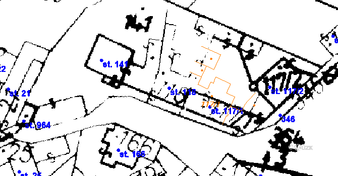 Parcela st. 118 v KÚ Podlusky, Katastrální mapa