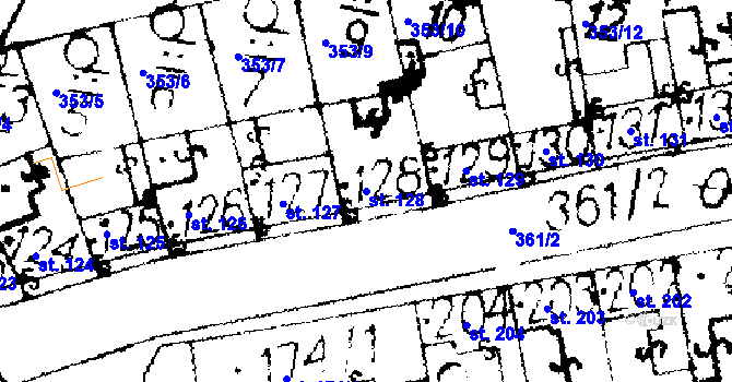Parcela st. 128 v KÚ Podlusky, Katastrální mapa