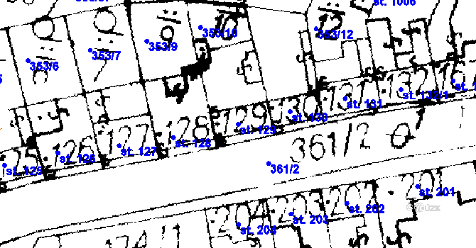 Parcela st. 129 v KÚ Podlusky, Katastrální mapa