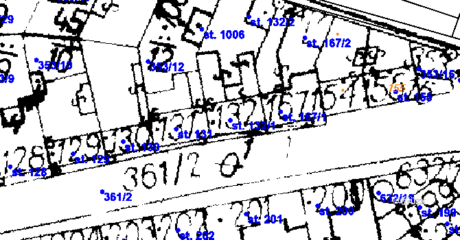 Parcela st. 132/1 v KÚ Podlusky, Katastrální mapa