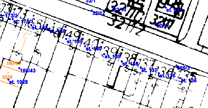 Parcela st. 139 v KÚ Podlusky, Katastrální mapa