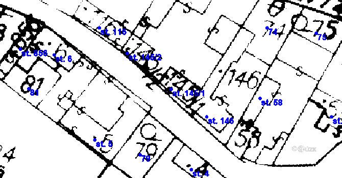 Parcela st. 145/1 v KÚ Podlusky, Katastrální mapa