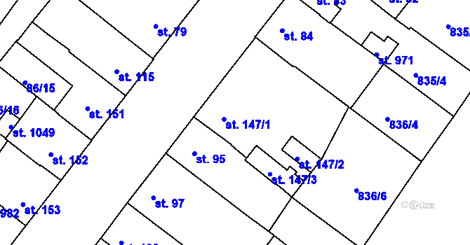 Parcela st. 147 v KÚ Podlusky, Katastrální mapa